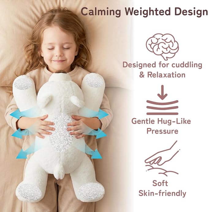 Niuniu Daddy Polar Bear Weighted Stuffed Animals for Kids & Adults, 20" | 3.3lb Large Weighted Plushies Pillow for Sleeping and Calming, Cute Lying Plush Toy Huggable Gift for Everyday Comfort