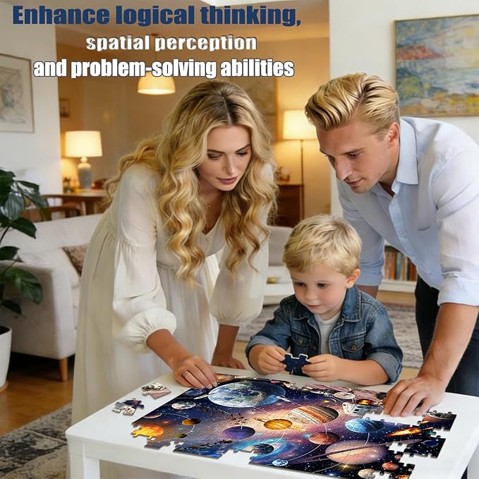 Puzzles for Kids Ages 6-10 Year Old - Solar System Planets, 200 Pieces Space Astronaut Puzzles for Kids Ages 6-8, Learning Educational Toys for Boys and Girls