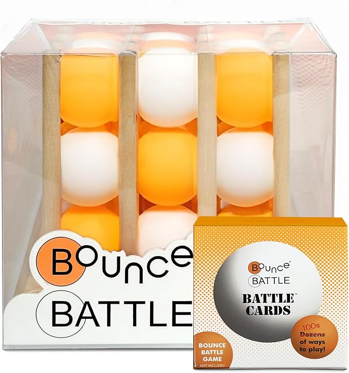 Bounce Battle Tournament Edition Bounce Ball Game - Wooden Tabletop Game, 36 Cards, 27 Balls - Ages 9+