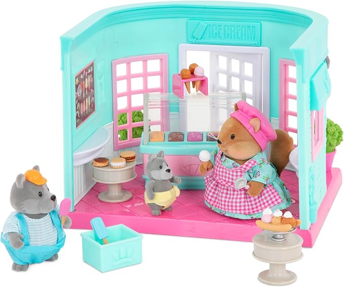 Li'l Woodzeez – Dollhouse Furniture Set with 26 Pieces – Living Room & Nursery Includes Sofa, Crib & Miniatures with 3 Posable Figures – Toddler Doll House Playset for Imaginative Play 3+ Years