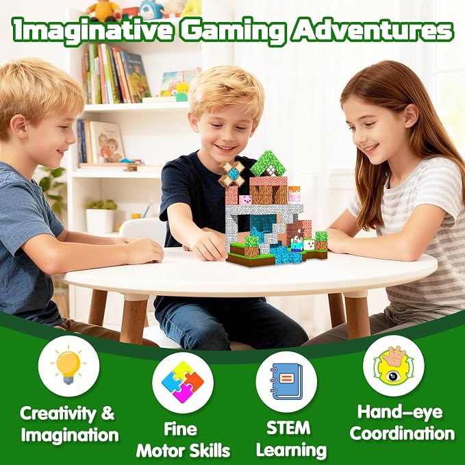 Magnetic Blocks, 48PCS Magnetic Tiles Building Blocks, Magnet Cubes STEM Sensory Game Toys Christmas Birthday Gifts for Kids Girls Boys Age 3+ (Forest House)