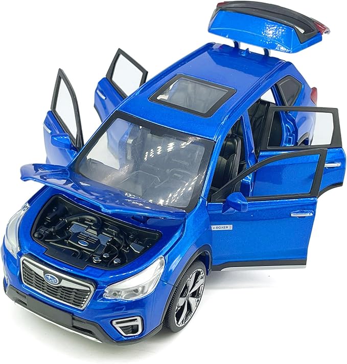 1:30 Scale 2021 Forester e-Boxer SUV Model Toy Car Metal Diecast Toy Vehicle, Doors Open, Light Sound, Pull Back, Toys for Boys Kids Gifts, Men Collection, Home Office Décor, Blue