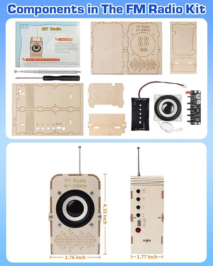 Science Kits for Kids Age 8-12 12-14, STEM Toys DIY Radio Kit Engineering Electronics Project Building Your Own Radio Educational Toy, Ideal Gift for Teen Child Boys Girls 9 10 11 13
