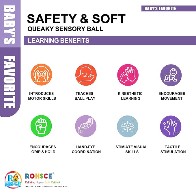 Baby Sensory Balls, Soft Spiky No-Hole Bath Toys for Toddlers 1-3 | BPA-Free Wheat Straw, Bright Colors, Soft Spiky Texture, Easy to Grip, Bath, Pool and Beach Play, 1st Birthday Boy Gifts