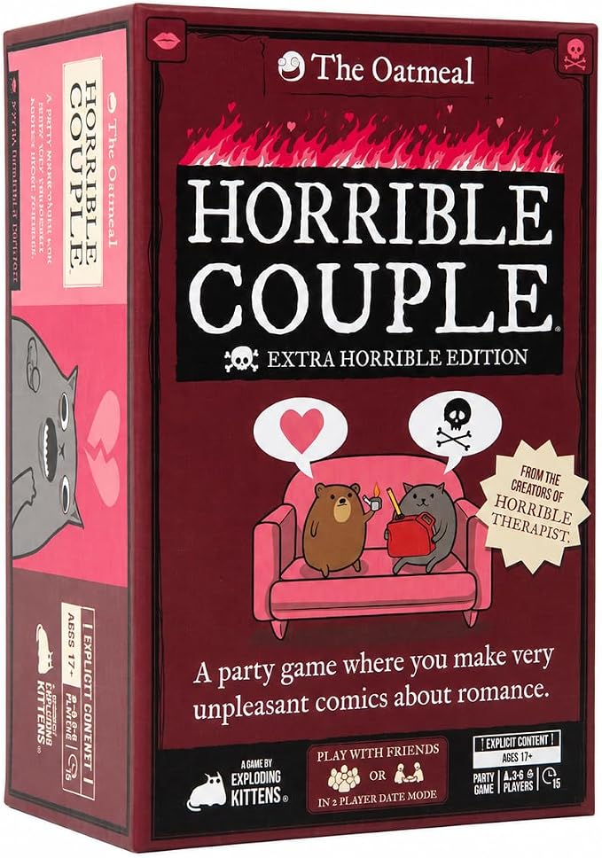 Exploding Kittens Horrible Couple – Extra Horrible Edition – Party Game for 2-8 Players, from The Creators of Horrible Therapist | A Fun Game Night with Friends, Funny Card Game for Adults