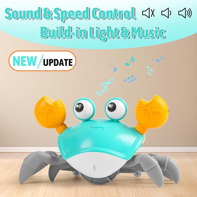 Hirger Crawling Crab Baby Toys 6-12 Months: Infant Tummy Time Toys, Dancing Walking Crab for Toddler 1 2 3 Year Old, 1st Birthday Gift with Music and Light