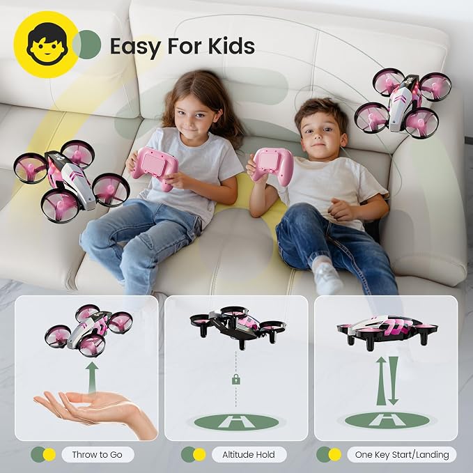 Holy Stone HS210T Drones for Kids, 2 IN1 MINI Indoor Drone with Land & Fly Mode, Four Posture Deformations RC Quadcopter with 3D Flip, Auto Hovering, Easter day& Birthday Toy Gift for Boys and Girls
