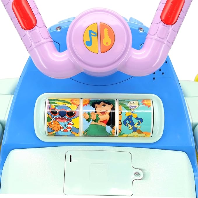 Kiddieland Disney Stitch Lights & Sounds Activity Plane Ride-On, Foot-to-Floor Toy with Interactive Dashboard, Rotating Propellers, Push Handle, for Toddlers 12–36 Months