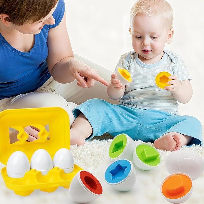 WEEJOYGAM Matching Egg Toys for Toddlers 1-3, Toddler Montessori Toys for 1 2 3 Year Old Girl Boy Birthday Gift, Learning Color Sorting Shape Sorter Puzzle Game Preschool Educational Fine Motor Skills