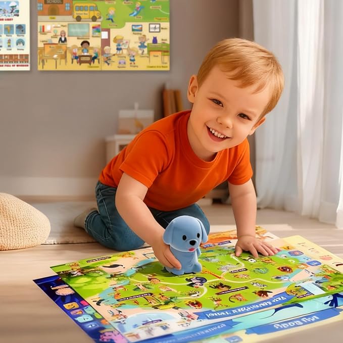 Talking Pen + 20 Interactive Learning Posters for Toddlers 1-3 | Educational Toys for 3 4 5 6 Year Olds |Homeschool Essential for Preschool, Gifts for Boys & Girls