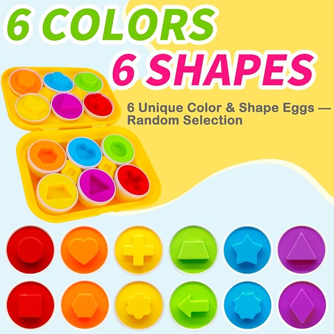 WEEJOYGAM Matching Egg Toys for Toddlers 1-3, Toddler Montessori Toys for 1 2 3 Year Old Girl Boy Birthday Gift, Learning Color Sorting Shape Sorter Puzzle Game Preschool Educational Fine Motor Skills