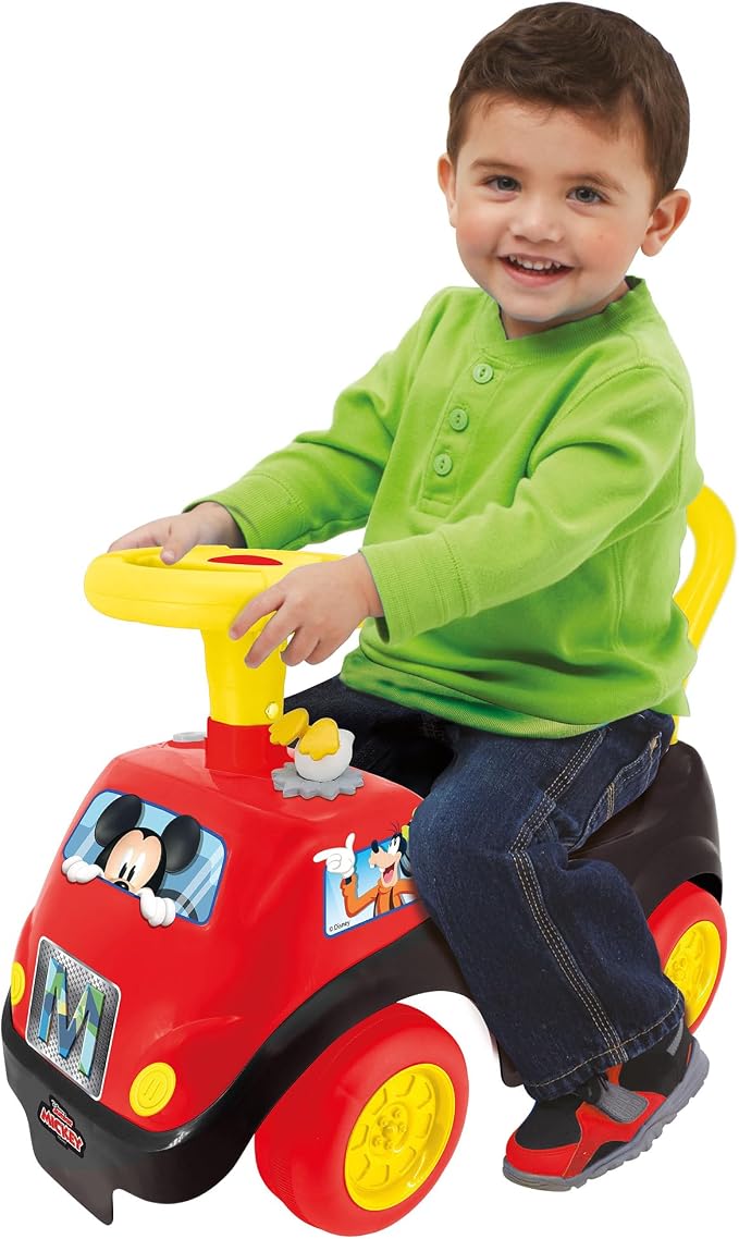 Kiddieland Mickey Mouse Lights & Sounds Ride-On Push Toy, Foot-to-Floor Toddler Ride On Car, Interactive Dashboard, Ages 12–36 Months, 55 lb Limit, Batteries Included