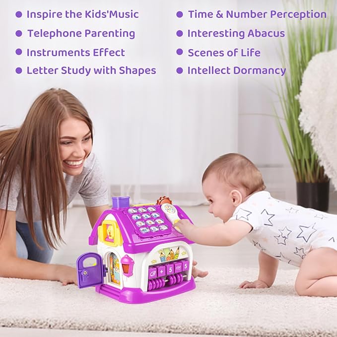 Marstone Toys for 1-2 Year Old Girls, Purple 8-in-1 Musical Learning House | One year old girl birthday gifts for toddler toys, combines learning & play to hold little ones’ focus and keep them occupied