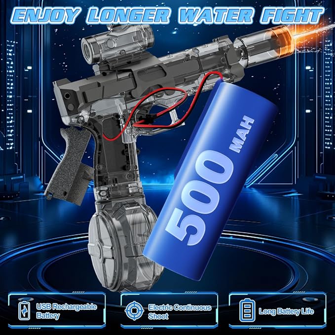 Handwell Electric Water Gun for Adults Kid, Led Light-Automatic Squirt Water Gun, Large Capacity Ultimate Water Blaster 23-33 FT Long Range, Summer Outdoor Toys, Beach Swimming Pool Water Fighting Toy