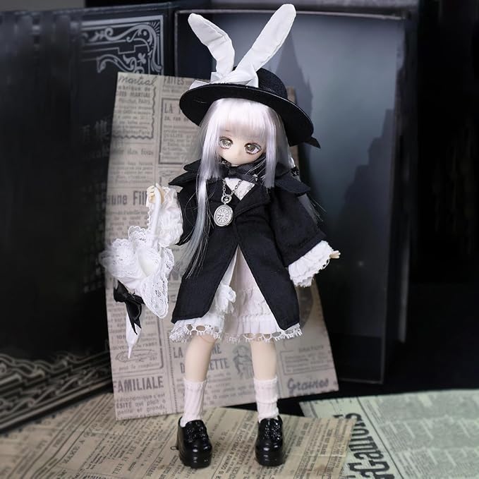 BJD Dolls 9" BJD Doll 1/8 Ball Jointed Doll Dress Up Dolls Collectible Figures Collection Gift Toys for Party Birthday Ages 15 and Up PVC & ABS Costume Included, Lit Mists Fill the Air