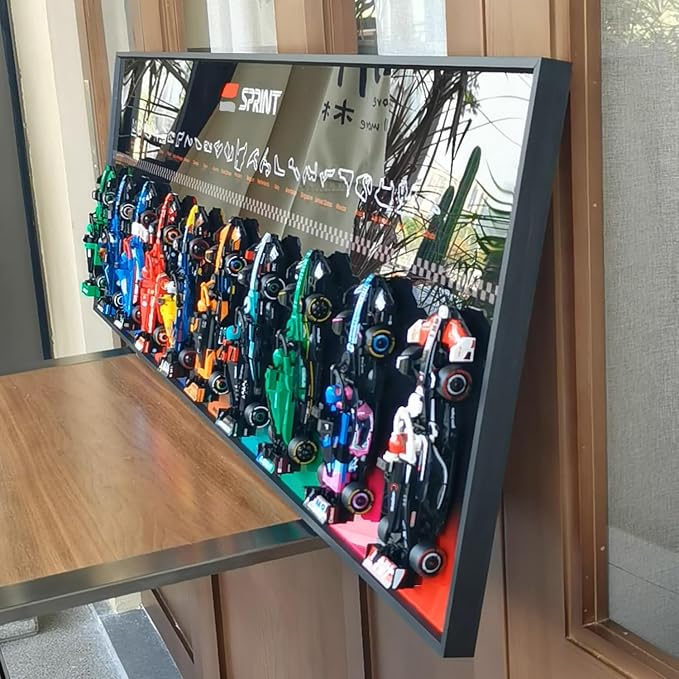 Display Wallboard for Lego Speed 66802 Champions - Contains 10 Sets in 1(77242,77243,77244,77245,77246,77249,77251) F1,Adult Collectibles for Car Wall Mount Building Blocks (Only Display Wallboard)