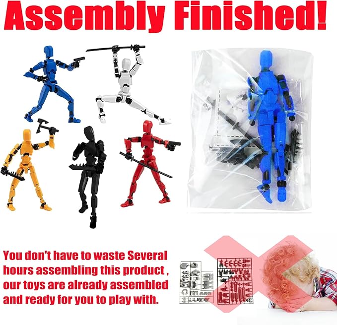 Rugwun Assembly Completed-Titan 13 Action Figure, Upgrade T-Robot 13 Action Figures, New Dummy Robot 13, 3D Printed Multi Action Figure Set,Creative Gifts for Children Adults (Black)
