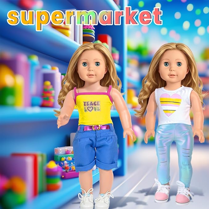 American 18 inch Doll Clothes Accessories, 18PCS Doll Clothes Outfit Dress for 18 inch, Valentine's Gift for Girls(10 Set)