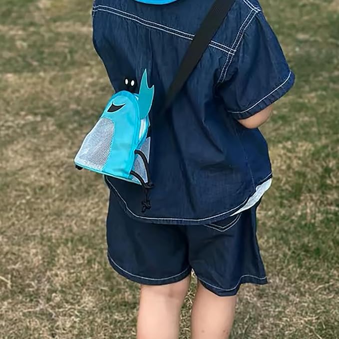Kids Mesh Beach Bag, Cute Crab-Shaped Seashell Collecting Bag with Adjustable Strap for Holding Shell Beach Toy