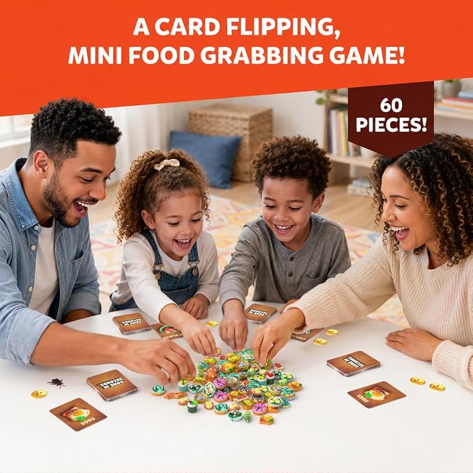 Gone in Seconds - Fast-Paced Mini Food Game for Kids, Teens & Adults, Quick Reflex Family & Party Board Game, Hilarious Food Grab Challenge, Replayable Fun, Gift for Ages 6, 7, 8 & Up, 2–5 Players