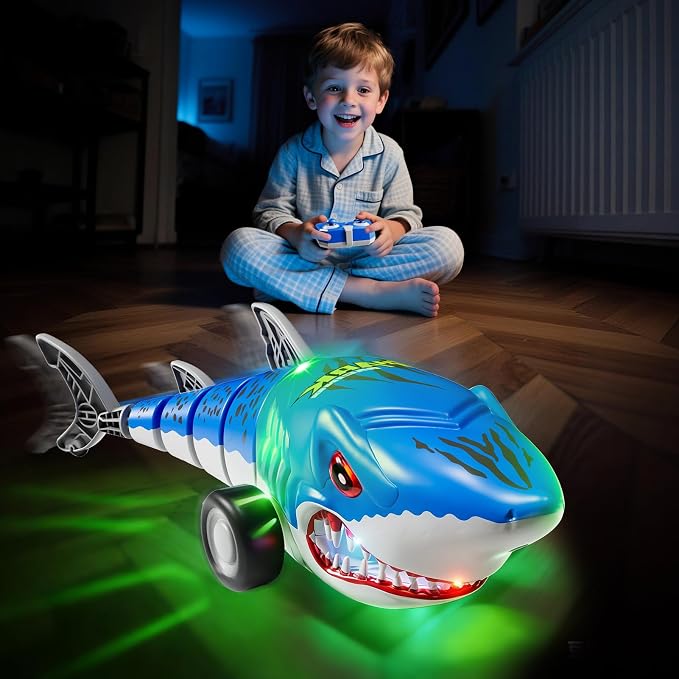 Remote Control Shark Car Toys, RC Shark Truck Car Toys with LED Lights, Remote Control Shark Truck All Terrain RC Car for Indoor Outdoor, Perfect Shark Toys Gifts For Kids Boys Girls Ages 3 4 5 6 7 8