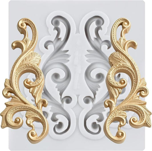 Baroque Scroll Relief Lace Polymer Clay Mold Baroque Silicone Molds for DIY Crafts Epoxy Resin Casting Air Dry Polymer Clay Plaster Jewelry Making