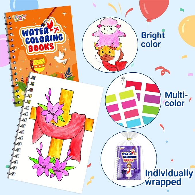 Coloring Books Party Favors for Kids - 24 Pack Christian Mini Water Coloring Books for Kids Goodie Bags Stuffers Students Classroom Gifts Bulk, Return Gifts for Birthday Christmas Party Favors Bulk