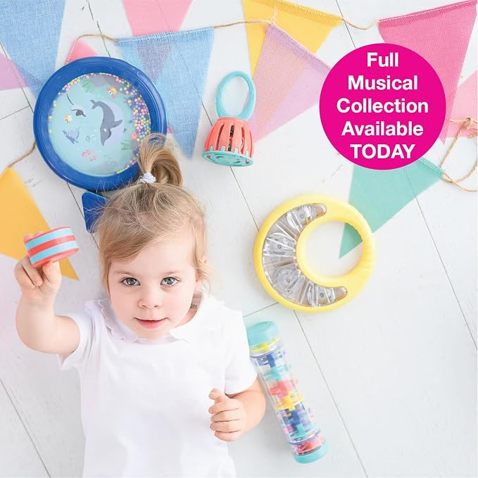 Edushape First Birthday Gift Set - Baby Musical Instruments & Toddler Music Set - Music Toys Baby Gift – Includes Hand Drum, Rain Stick, Shakers, Bell - Interactive Toddler Music Toys for Toddlers 1-3