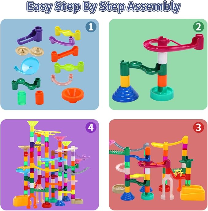 EagleStone 150PCS Marble Run STEM Maze Building Toy Race Track Set | 90 Track Pieces With 30 Glow In The Dark Marbles, Marble Maze Building Toy For Kids Ages 3-12, Educational Gift Boys Girls