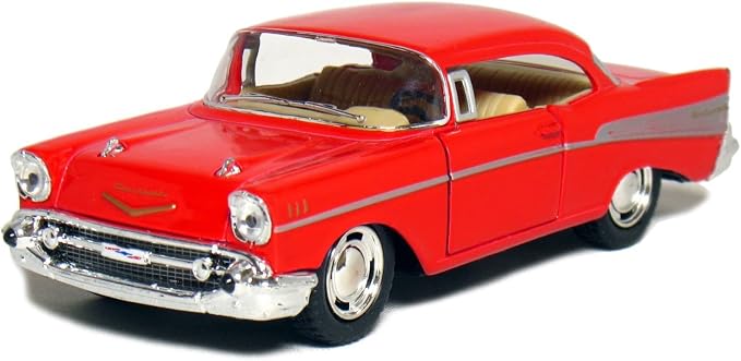 KiNSMART 1957 Chevy Bel Air Coupe 1:40 Scale 5" Die Cast Metal Classic Toy Car (Red)