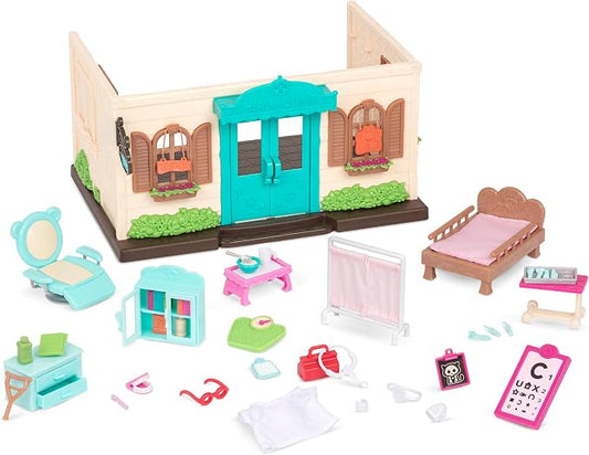 Li'l Woodzeez – Toy Walk – in Health Clinic Dollhouse Playset with Doctor Accessories for Pretend Play, Miniature Animal Figures, Kids Toy Playset for Children 3+ Years