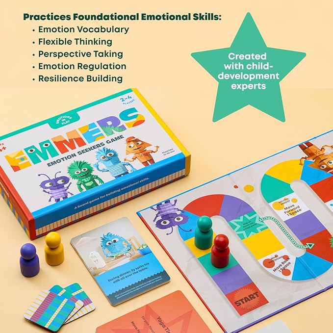 Emotional Learning Game & Books Bundle – Emotion Seekers Board Game + 3 Hardcover Children Books to Teach Social Skills, Emotion Regulation & Empathy – Educational Gift – Ages 4+