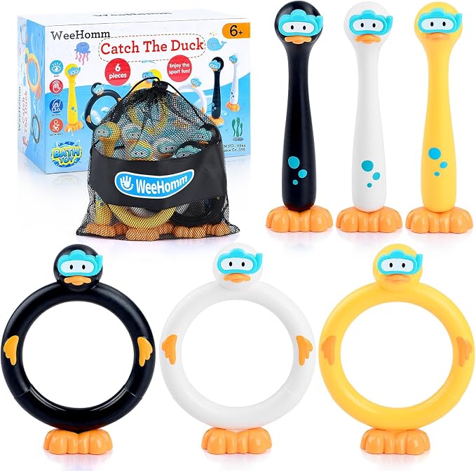 WeeHomm Pool Diving Toys for Kids, 6 PCS Swimming Pool Diving Rings, Summer Sticks Toys for Kids Ages 4-8 8-12, Fun Underwater Grow Training for Boys Girls