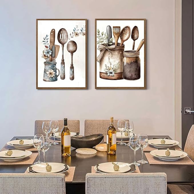 Paint by Numbers for Adults and Kids Beginner Curious, 2 Pack Vintage Country Kitchen Cutlery and Jars Painting by Number Kits Number Artist Paint by Number Kit DIY Oil Acrylic Paints Home Gift