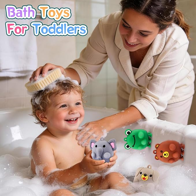 12 PCS Animal Pop Suction Fidgets Toys, Toddler Travel Sensory Toys for Airplane Car Activities Essential, Toddler Bath Toys, Goodie Bags Stuffers for Kids, 1 2 3 Year Old Boy Girls Birthday Gift