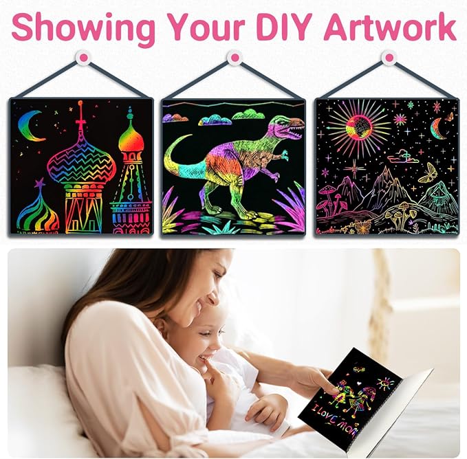 ZMLM Scratch Paper Art Craft: 2 Pack Rainbow Scratch Notebooks Crafts for Kids Ages 4-8 Year Old Girl Birthday Gift Games for Kids Arts Kits School Party Toys Activity