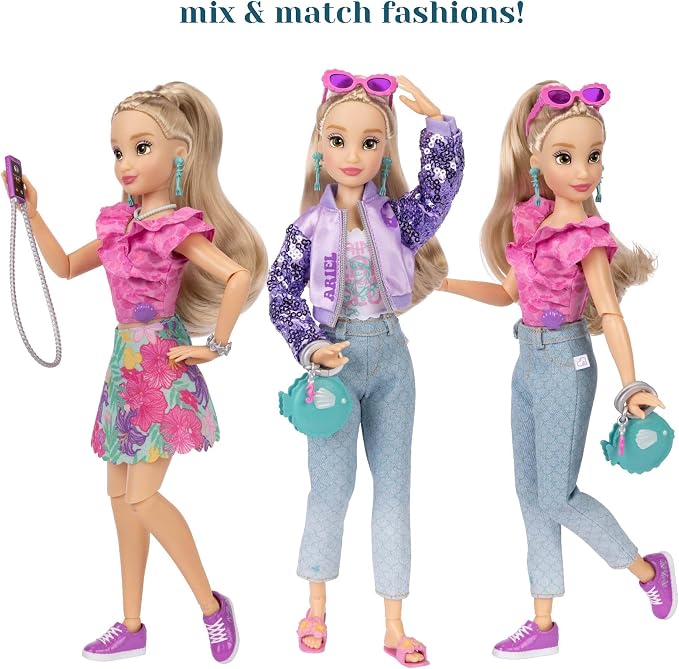 Disney ILY 4EVER Fashion Dolls Ariel 11.5" Tall with 13 Points of Articulation, Two Complete Mix-and-Match Outfits and Mickey Ring for You!