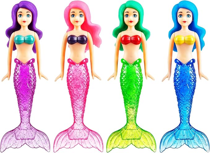 Jasonwell Pool Diving Toys Games - 32PCS Swimming Mermaid Pool Toys with Dive Rings Gems Beach Ball Underwater Treasures Torpedo Bandits Fish Swim Toy etc Bath Water Toy Training Gifts for Kids Adult