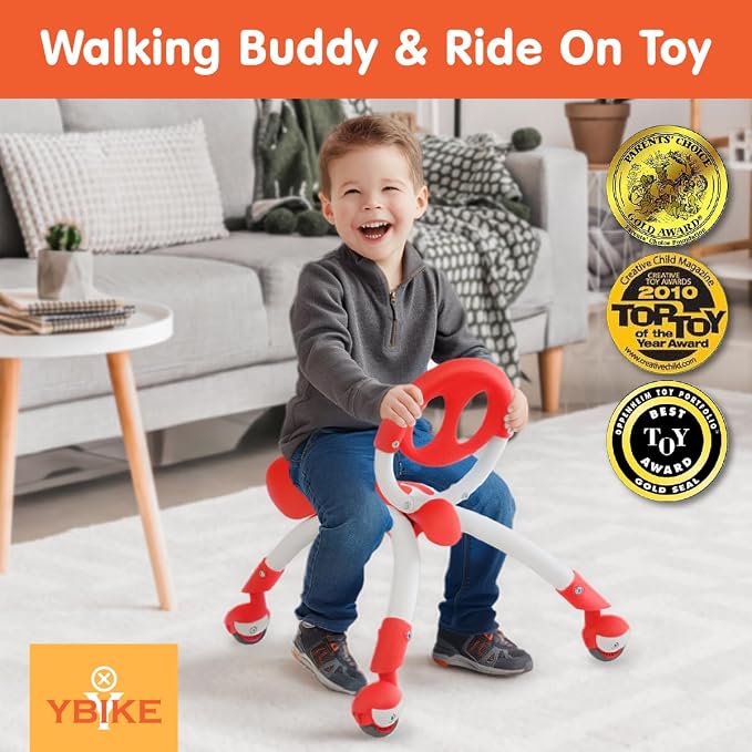 YBIKE Pewi Walking Ride On Toy - Toddler Walker for Ages 9 Months to 3 Years Old, 10 inches, Red, One Size (YPIW1)