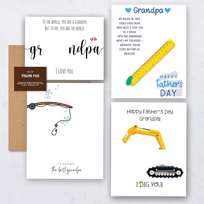 Grandpa Handprint Craft Kit, Pack 4 Personalized Heartfelt Father’s Day Gift for Grandpa from Grandkids, DIY Keepsake Art to Create Meaningful Memories Together, A Little Hand - A Lifetime of Love
