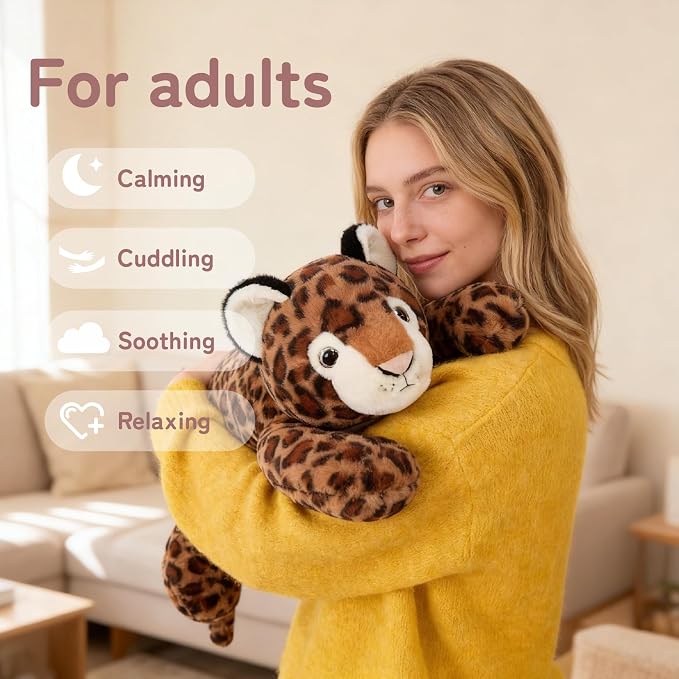 Niuniu Daddy Leopard Weighted Stuffed Animals for Kids & Adults, 25" | 5lb Large Weighted Plushies Pillow for Sleeping and Calming, Cute Lying Toy Huggable Gift for Everyday Comfort