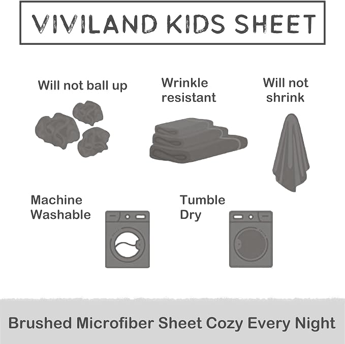 Viviland 3 Pieces Boys Girls Black White Twin Sheet Set - Soft Microfiber Fitted Flat Sheets & Pillowcase - Cute Farm Animal Cow Printed Bedding Sets - for Kids & Toddlers