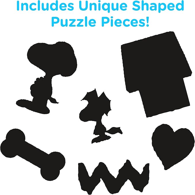 Peanuts Snoopy 131 Piece Wooden Jigsaw Puzzle with 6 Unique Shaped Pieces – Snoopy & Woodstock on Doghouse | Premium Wood Puzzle for Adults, Kids & Families | Officially Licensed Peanuts Merchandise
