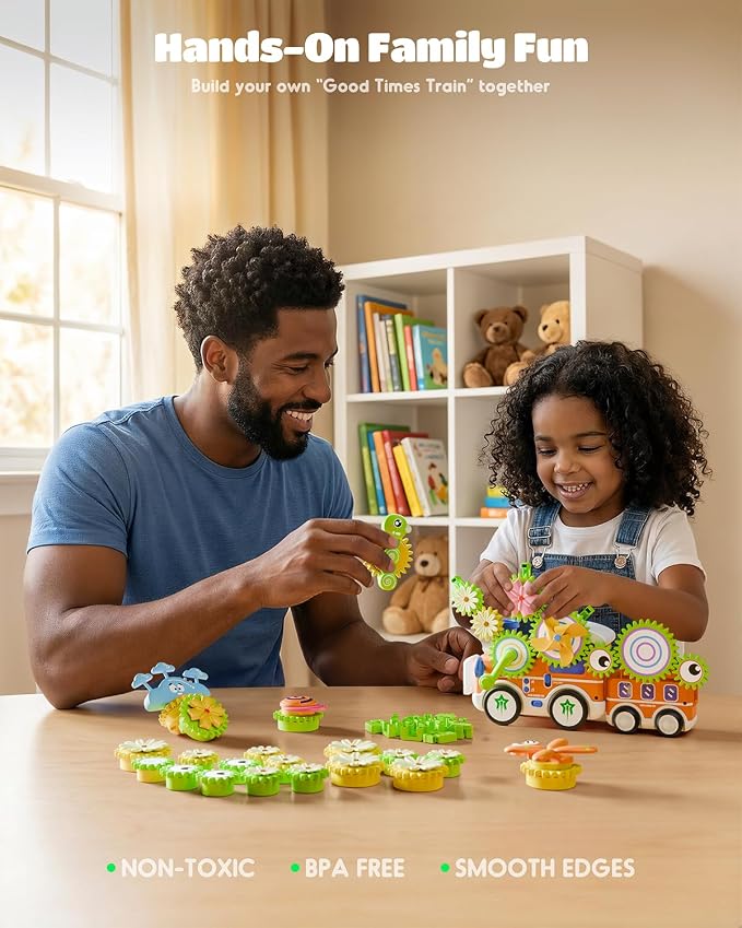 LIGHTDESIRE Toddler Toys Montessori Musical Train Set Gear Building Toys | Creative STEM Toys for 3 4 5 6 Years,Lights Electric Rotating Gear Learning Toys,Birthday Gifts for Toddler Boy Girl,Upgraded