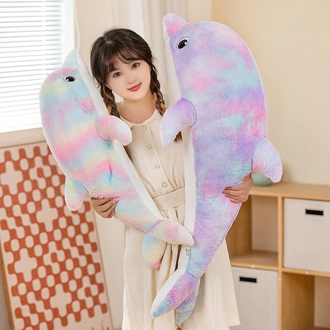 Dolphin Stuffed Animals Plush Pillows Soft Sea Animal Plush Dolls Stuffed Animal Plushies (Pinkish Yellow-19.2 Inches)
