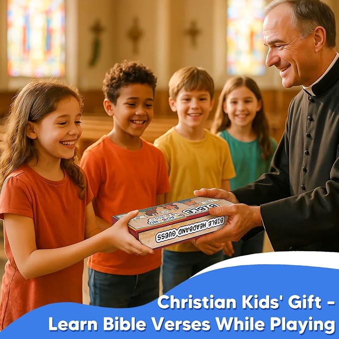 Garybank Bible Headbands Board Game for Kids, Bible Character & Item Guess Games, 66 Picture Keyword Cards w/Bible Stories & Verses, Biblical Who Am I Toys for Family Nights, Christian Easter Gifts
