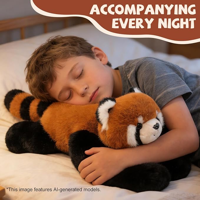 Red Panda Plush Stuffed Animal, 17 Inch | Weighted Arm, Huggable, Plush Pillow, Super Soft, Cute Stuffy, Room Decor, Birthday Graduation Gift for Kids, 0.93IB
