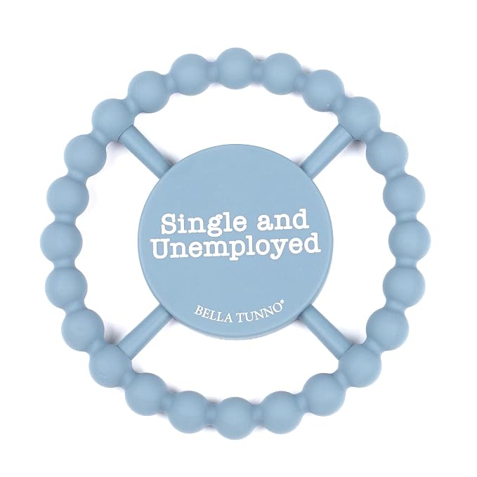 Bella Tunno Happy Teether - Soft & Easy Grip Teething Ring Perfect for Babies and Teething Toys to Help Soothe Gums, Non-Toxic, BPA Free Silicone Teether, Single and Unemployed