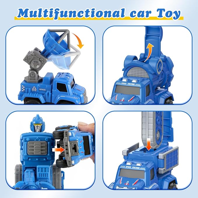 Toys for 3 4 5 6 Year Old Boys– 5-in-1 Detachable Construction Vehicles Set–Transform Robot Kids Toys Cars– Easy DIY Toys for Ages 5+ – Gifts for Boys Girls Birthday Christmas Easter