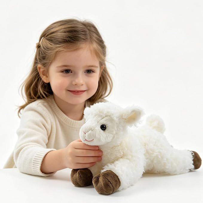 Sheep Stuffed Animal for Kids,8 inch Realistic Animal Plush Sheep Toy Lying Down Posture Animals,Plush Lamb for Boys Girls Adult Birthday Hug Teaching(S-Sheep)